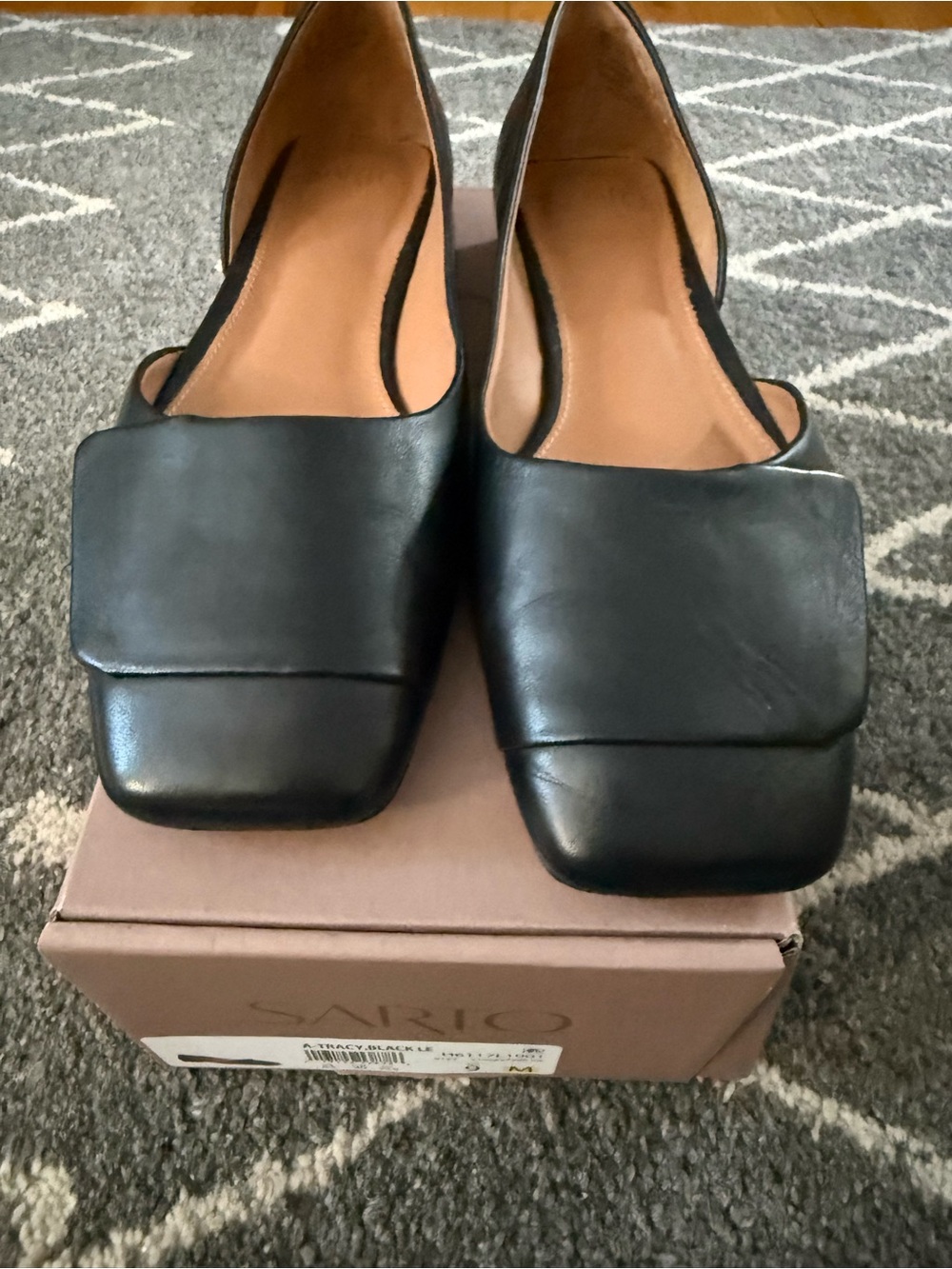 Franco Sarto Women's Square-Toe Leather Flats; Black